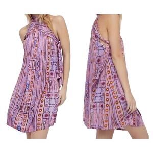 FreePeople M Cheek to Cheek Mini Halter Neck‎ Sexy Flowy Pink Dress. Geometric.